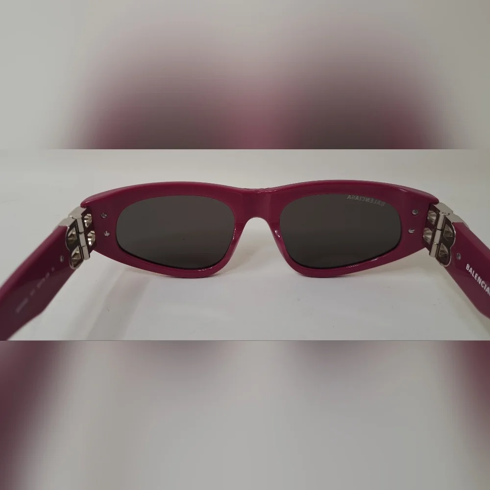 Balenciaga Sunglasses Fuschia Gray BB Temples Oval Cat Eye BB0095S 53-19-135 XL - Picture 14 of 16